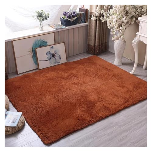 TXLEAPEY Verdickter Lammsamt-Teppich, Wohnzimmer-Dekor, Schlafzimmer, Nachttisch, Kindergarten, Krabbelmatte, weiches Plüsch, schalldichtes Kissen(Brown,60x200cm(23x78.7in)) von TXLEAPEY