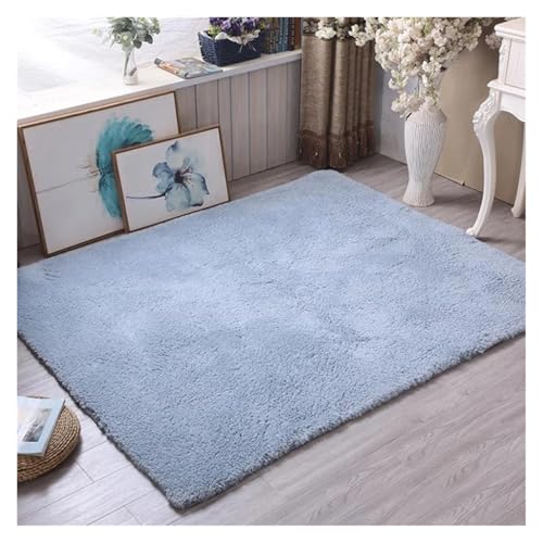 TXLEAPEY Verdickter Lammsamt-Teppich, Wohnzimmer-Dekor, Schlafzimmer, Nachttisch, Kindergarten, Krabbelmatte, weiches Plüsch, schalldichtes Kissen(Gray Blue,100x160cm(39x63in)) von TXLEAPEY