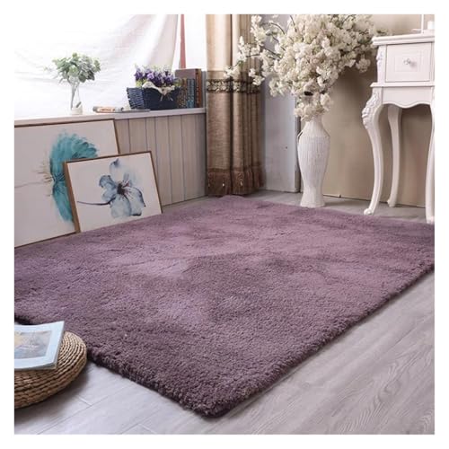 TXLEAPEY Verdickter Lammsamt-Teppich, Wohnzimmer-Dekor, Schlafzimmer, Nachttisch, Kindergarten, Krabbelmatte, weiches Plüsch, schalldichtes Kissen(Gray Purple,100x160cm(39x63in)) von TXLEAPEY