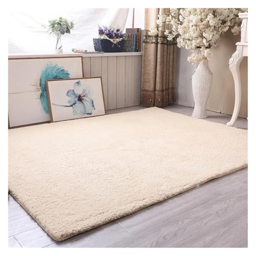 TXLEAPEY Verdickter Lammsamt-Teppich, Wohnzimmer-Dekor, Schlafzimmer, Nachttisch, Kindergarten, Krabbelmatte, weiches Plüsch, schalldichtes Kissen(Light Camel,100x160cm(39x63in)) von TXLEAPEY