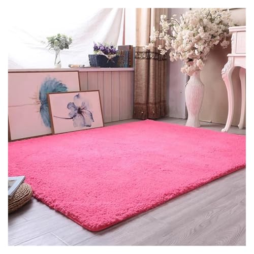 TXLEAPEY Verdickter Lammsamt-Teppich, Wohnzimmer-Dekor, Schlafzimmer, Nachttisch, Kindergarten, Krabbelmatte, weiches Plüsch, schalldichtes Kissen(Rose Red,120x160cm(47x63in)) von TXLEAPEY