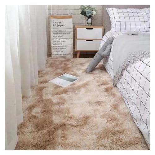 TXLEAPEY Weiche Teppiche for Schlafzimmer, Flauschiger, Rutschfester Batik-Fuzzy-Shag-Plüsch, weicher, zotteliger Nachttisch-Teppich, Wohnzimmer-Teppich(Brown,40cm x 120cm) von TXLEAPEY