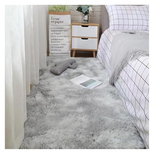 TXLEAPEY Weiche Teppiche for Schlafzimmer, Flauschiger, Rutschfester Batik-Fuzzy-Shag-Plüsch, weicher, zotteliger Nachttisch-Teppich, Wohnzimmer-Teppich(Grey,40cm x 120cm) von TXLEAPEY