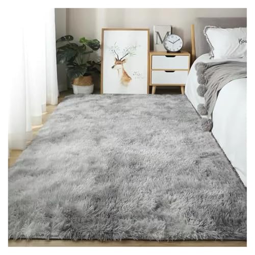 TXLEAPEY Weiche Teppiche for Schlafzimmer, Flauschiger, Rutschfester Batik-Fuzzy-Shag-Plüsch-weicher, zotteliger Nachttischteppich, Batik-Wohnzimmerteppich(Light Grey,100x200cm I 39x78in) von TXLEAPEY