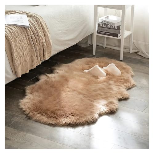 TXLEAPEY Weicher Schlafzimmerteppich Mit Langen Haaren, Nachttischteppich, Sofakissen, Teppiche, Wohnzimmer, Flauschiger, Haariger Teppich(Camel,80x200cm 1PC) von TXLEAPEY
