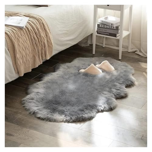 TXLEAPEY Weicher Schlafzimmerteppich Mit Langen Haaren, Nachttischteppich, Sofakissen, Teppiche, Wohnzimmer, Flauschiger, Haariger Teppich(Gray,60X90CM 1PC) von TXLEAPEY