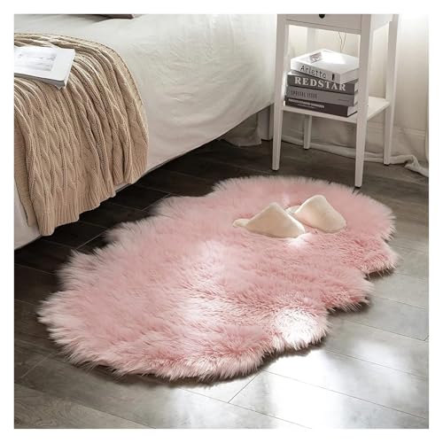TXLEAPEY Weicher Schlafzimmerteppich Mit Langen Haaren, Nachttischteppich, Sofakissen, Teppiche, Wohnzimmer, Flauschiger, Haariger Teppich(PINK,60X140CM 1PC) von TXLEAPEY