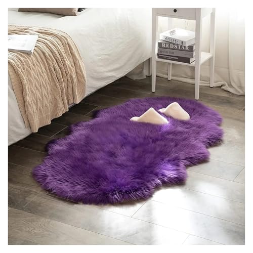 TXLEAPEY Weicher Schlafzimmerteppich Mit Langen Haaren, Nachttischteppich, Sofakissen, Teppiche, Wohnzimmer, Flauschiger, Haariger Teppich(Purple,60X120CM 1PC) von TXLEAPEY