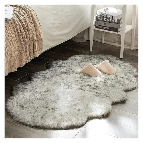 TXLEAPEY Weicher Schlafzimmerteppich Mit Langen Haaren, Nachttischteppich, Sofakissen, Teppiche, Wohnzimmer, Flauschiger, Haariger Teppich(White Gray Tip,80x200cm 1PC) von TXLEAPEY