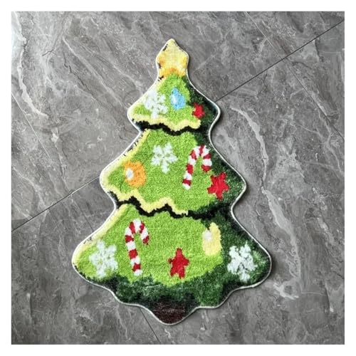 TXLEAPEY Weihnachtsbaum-Teppich for Wohnzimmer, Schlafzimmer, Nachttisch, unregelmäßige weiche Plüsch-Bodenmatte, Weihnachtsdekoration(Style 04,100x150cm) von TXLEAPEY