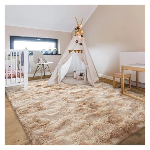 Weicher Teppich for Wohnzimmer, flauschiger, moderner Schlafzimmer-Nachttischteppich, Batik-Grau, for den Innenbereich, Shag-Teppiche for Kinderzimmer, Heimdekoration(Light Camel,100x150cm 39x59in) von TXLEAPEY
