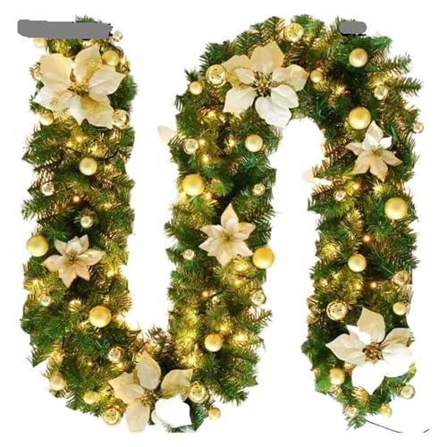 Weihnachten mit roten Beeren künstliche Kränze for Home Tree Treppen Tür Dekoration(Golden) von TXLEAPEY