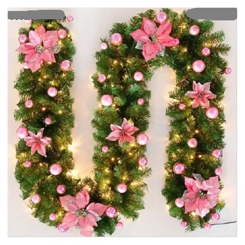 Weihnachten mit roten Beeren künstliche Kränze for Home Tree Treppen Tür Dekoration(Pink) von TXLEAPEY