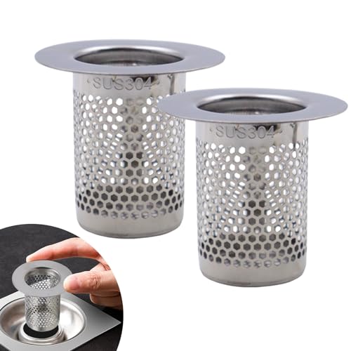 2 Stück Abflusssieb Dusche Edelstahl 5CM Haarsieb Dusche Haarfänger Silber Waschbecken Sieb Rostfrei Sieb Dusche Abfluss Haare Sieb Abfluss für Badewanne Badezimmer Küche Balkon von GETRICH