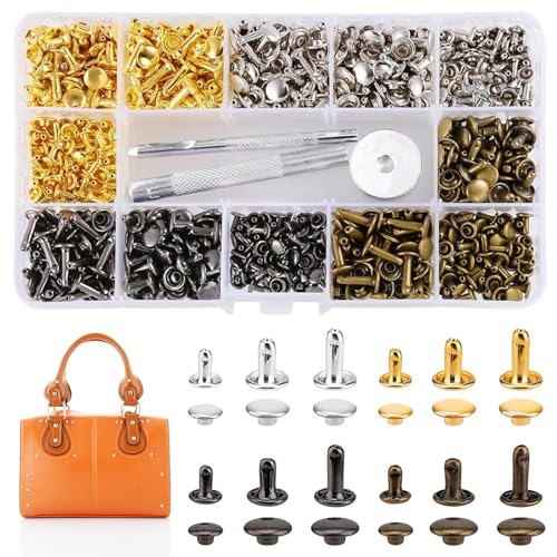 480 Set Leder Nieten Doppelkappe Rivet 3 Größen Nieten für Leder Ledernieten Metallnieten Set Doppelkappe Nieten Set mit 3 Stück Fixierung Werkzeug Hohlnieten für Kleidung Dekoration DIY Lederhandwerk 480 Set Leder Nieten Doppelkappe Rivet 3 Größen Nieten für Leder Ledernieten Metallnieten Set Doppelkappe Nieten Set mit 3 Stück Fixierung Werkzeug Hohlnieten für Kleidung Dekoration DIY Lederhandwerk von TXS