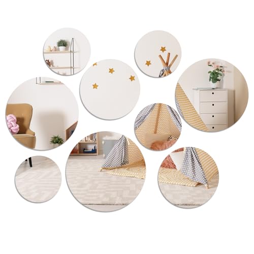 TXS 9 Stück Spiegel Aufkleber Rund Spiegelfliesen Fliesenspiegel Selbstklebend Selbstkleber Spiegel Wanddekoration Kleine Wandspiegel Acryl Spiegel Wandaufkleber für Badezimmer Küche Wohnzimmer von TXS