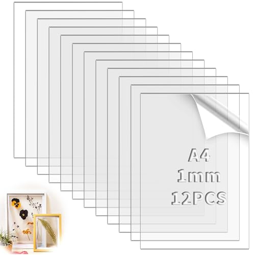 TXXATX 12 Stück Acrylglas Platte Transparent Plexiglasscheibe A4 Plexiglas 1mm Acryl Platte für Fotorahmen Malerei Projektausstellung DIY-Projekte Fahrpläne Tischschilder (29.7x21 cm) von TXXATX