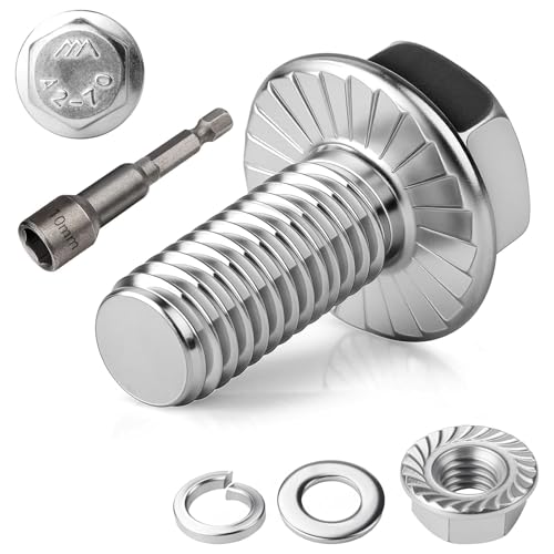 TXXATX 12 Stück M6x12mm Sechskantschrauben m6 Schrauben Set Edelstahl A2 70 Vollgewinde Außensechskan Flanschmuttern Federringe Unterlegscheiben Magnete Sechskant Stecknuss für Bauwesen Maschinen von TXXATX