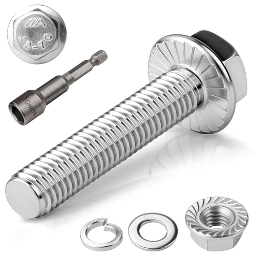 TXXATX 12 Stück M6x35mm Sechskantschrauben m6 Schrauben Set Edelstahl A2 70 Vollgewinde Außensechskan Flanschmuttern Federringe Unterlegscheiben Magnete Sechskant Stecknuss für Bauwesen Maschinen von TXXATX