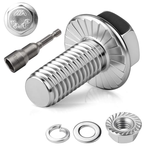 TXXATX 12 Stück M8x20mm Sechskantschrauben m6 Schrauben Set Edelstahl A2 70 Vollgewinde Außensechskan Flanschmuttern Federringe Unterlegscheiben Magnete Sechskant Stecknuss für Bauwesen Maschinen von TXXATX