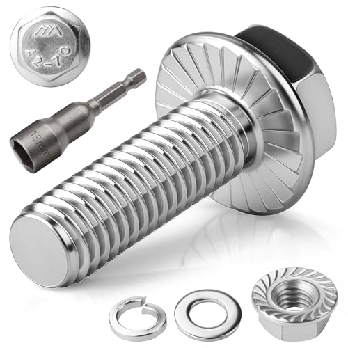 TXXATX 12 Stück M8x25 Sechskantschrauben m6 Schrauben Set Edelstahl A2 70 Vollgewinde Außensechskan Flanschmuttern Federringe Unterlegscheiben Magnete Sechskant Stecknuss für Bauwesen Maschinen von TXXATX