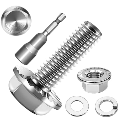 TXXATX 12 Stück M8x30mm Sechskantschrauben m6 Schrauben Set Edelstahl A2 70 Vollgewinde Außensechskan Flanschmuttern Federringe Unterlegscheiben Magnete Sechskant Stecknuss für Bauwesen Maschinen von TXXATX
