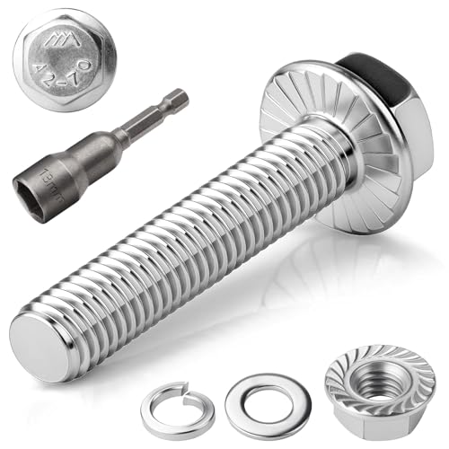 TXXATX 12 Stück M8x35 Sechskantschrauben m6 Schrauben Set Edelstahl A2 70 Vollgewinde Außensechskan Flanschmuttern Federringe Unterlegscheiben Magnete Sechskant Stecknuss für Bauwesen Maschinen von TXXATX