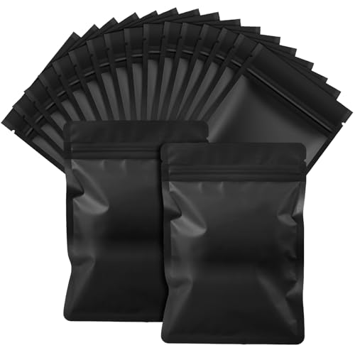 TXXATX 120 Stück geruchsdichte Beutel wiederverschließbare Mylar-Beutel 9 x 12 cm Folienbeutel mit Druckverschluss schwarz Druckverschluss Verpackungsbeutel selbstverschließende Süßigkeitenbeutel für von TXXATX