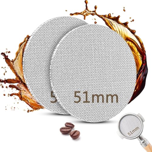 TXXATX 2 Stück Puck Screen 51 mm Espresso Sieb für Siebträger Edelstahl 316 Siebträger Sieb 150 μm Wiederverwendbar 1.7mm Dicke mit 2 Stück Reinigungsbürste für Kaffeemaschine von TXXATX