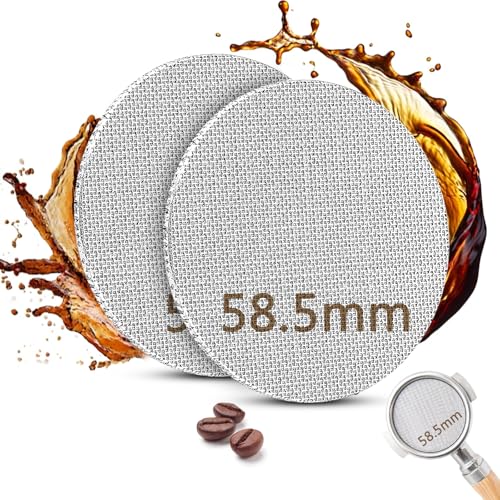 TXXATX 2 Stück Puck Screen 58.5 mm Espresso Sieb für Siebträger Edelstahl 316 Siebträger Sieb 150 μm Wiederverwendbar 1.7mm Dicke mit 2 Stück Reinigungsbürste für Kaffeemaschine von TXXATX