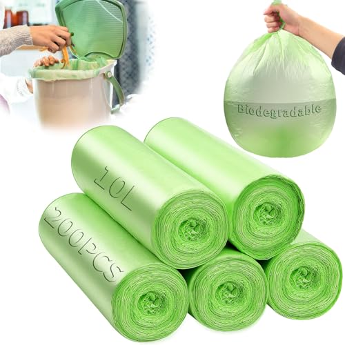 TXXATX 200 Stück Biomüllbeutel 10L Bio Müllbeutel 45x50 cm Kompostierbare Müllbeutel Biomülltüten Recycelbar Biologisch Abbaubar für Gartenabfälle Lebensmittelabfälle Tierische Abfälle von TXXATX