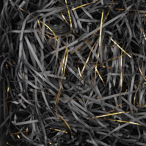 TXXATX 270g Geschreddertes Papier Füllmaterial Geschenk Schwarz Hamper Shred Raffia Verpackungsmaterial Füllmaterial Geschenk Füllung für Pakete Geschenkbox Präsentkorb DIY Dekorations von TXXATX