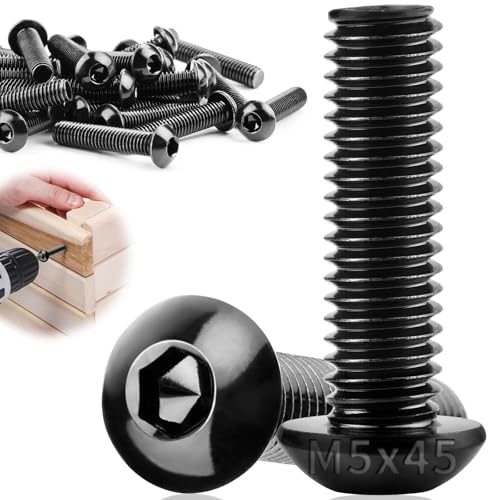 TXXATX 30 Stück Linsenkopfschrauben M5x45mm Flachkopfschrauben M5 304 Edelstahl mit Innensechskant Vollgewinde Möbelschrauben Schwarz für DIY-Projekte Möbelreparatur Montage Wartung TXXATX 30 Stück Linsenkopfschrauben M5x45mm Flachkopfschrauben M5 304 Edelstahl mit Innensechskant Vollgewinde Möbelschrauben Schwarz für DIY-Projekte Möbelreparatur Montage Wartung von TXXATX