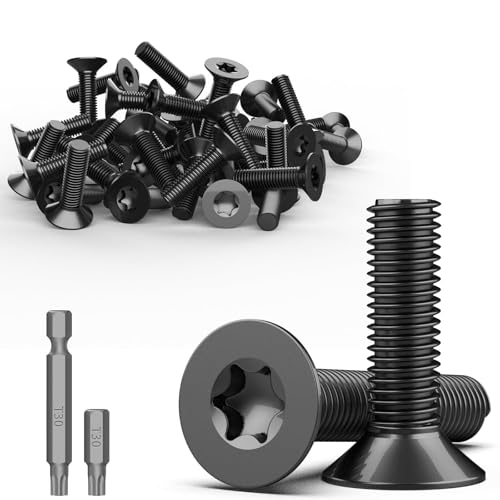 TXXATX 30 Stück Senkkopfschrauben M6 Edelstahl A2 V2A Torx Schrauben 20 mm Flachkopf Selbstschneidende Maschinenschrauben Vollgewinde Möbelschrauben Mit T30 Bit von TXXATX