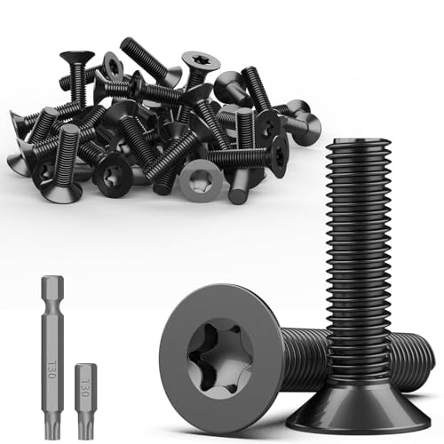 TXXATX 30 Stück Senkkopfschrauben M6 Edelstahl A2 V2A Torx Schrauben 25 mm Flachkopf Selbstschneidende Maschinenschrauben Vollgewinde Möbelschrauben Mit T30 Bit von TXXATX