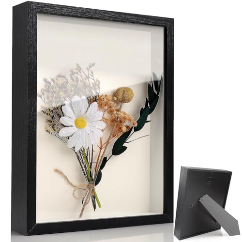 TXXATX 3D Bilderrahmen zum Befüllen A4, 29.7x21x3 cm, Schwarz, Moderner Floater-Rahmen mit Holzrahmen und Acrylplatte, Wandmontage, Vertikal, Hohle Design, Lichtdurchlässige Acrylplatten von TXXATX