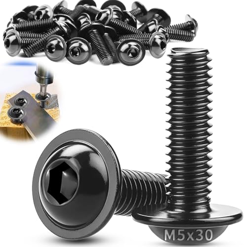 TXXATX 40 Stück Schrauben M5 Schwarz Linsenkopfschrauben M5 x 30 mm mit Flansch M5 Flachkopfschrauben Edelstahl A2 V2A Vollgewinde für Tischbeine Fahrzeugbau Holz Gerüst TXXATX 40 Stück Schrauben M5 Schwarz Linsenkopfschrauben M5 x 30 mm mit Flansch M5 Flachkopfschrauben Edelstahl A2 V2A Vollgewinde für Tischbeine Fahrzeugbau Holz Gerüst von TXXATX