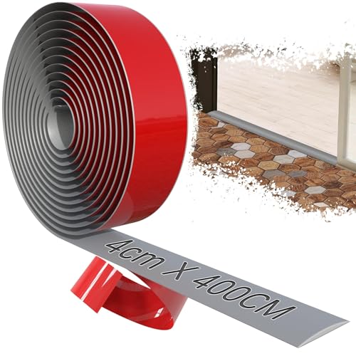 TXXATX 400cmx4cm Übergangsprofil Selbstklebend Übergangsleiste Boden Grau Übergangsleiste Selbstklebend Vinyl Übergangsschiene Selbstklebend Türschwellen Leiste für Fliesen Laminat Boden Teppich von TXXATX
