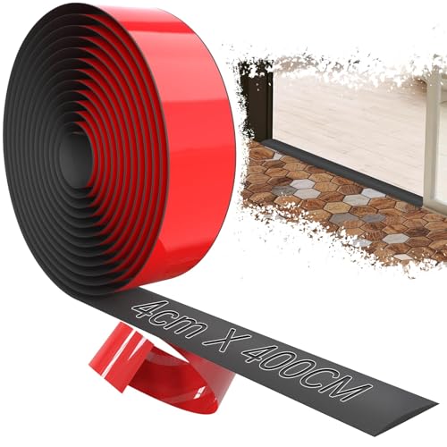 TXXATX 400cmx4cm Übergangsprofil Selbstklebend Übergangsleiste Boden Schwarz Übergangsleiste Selbstklebend Vinyl Übergangsschiene Selbstklebend Türschwellen Leiste für Fliesen Laminat Boden Teppich von TXXATX
