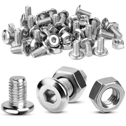 TXXATX 50 Sätze Schrauben M6x10 Innensechskantschrauben und Muttern Set Schrauben mit Muttern Flachkopfschrauben Vollgewinde Linsenkopfschrauben M6 Edelstahlschrauben für DIY-Projekte Möbelreparatur von TXXATX