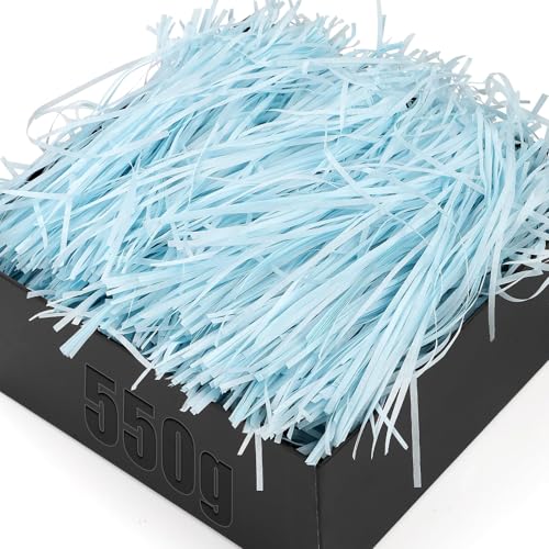 TXXATX 550g Füllmaterial Geschenk Blau Geschreddertes Papier für Geschenkbox Verpackungsmaterial mit Schleifen Hamper Shred Raffia Füllmaterial für Pakete Geschenkbox Präsentkorb DIY Dekorations von TXXATX