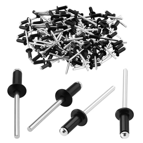 TXXATX Alu Blindnieten 4x10 mm Kuppelkopf Popnieten 120 Stück Nieten Schwarz mit Offenem Ende für Metall Holz Kunststoff Möbel Auto Marine Verbindung und Befestigung von TXXATX