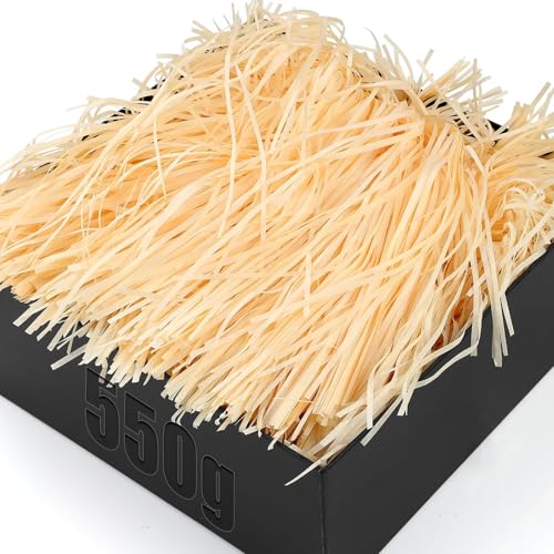 TXXATX Füllmaterial Geschenk 550g Geschreddertes Papier für Geschenkbox Verpackungsmaterial Champagner Hamper Shred mit Schleifen Raffia Füllmaterial für Pakete Festival Geschenkbox Präsentkorb von TXXATX
