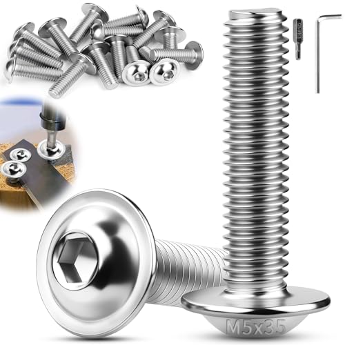 TXXATX M5x35 mm Linsenkopfschrauben Edelstahl 30 Stück Flachkopfschrauben M5 Innensechskant ISO 7380-2 Schrauben mit Flansch A2 V2A Metrisch Vollgewinde für Möbelherstellung Fahrzeugstrukturen TXXATX M5x35 mm Linsenkopfschrauben Edelstahl 30 Stück Flachkopfschrauben M5 Innensechskant ISO 7380-2 Schrauben mit Flansch A2 V2A Metrisch Vollgewinde für Möbelherstellung Fahrzeugstrukturen von TXXATX