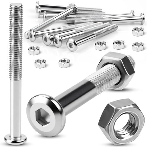 TXXATX M8x80 mm Schrauben mit Muttern 10 Sätze Linsenkopfschrauben Flachkopfschrauben Set Edelstahl Sechskantschrauben mit Muttern Silber Innensechskantschrauben für Holz Montage Werkbank DIY TXXATX M8x80 mm Schrauben mit Muttern 10 Sätze Linsenkopfschrauben Flachkopfschrauben Set Edelstahl Sechskantschrauben mit Muttern Silber Innensechskantschrauben für Holz Montage Werkbank DIY von TXXATX
