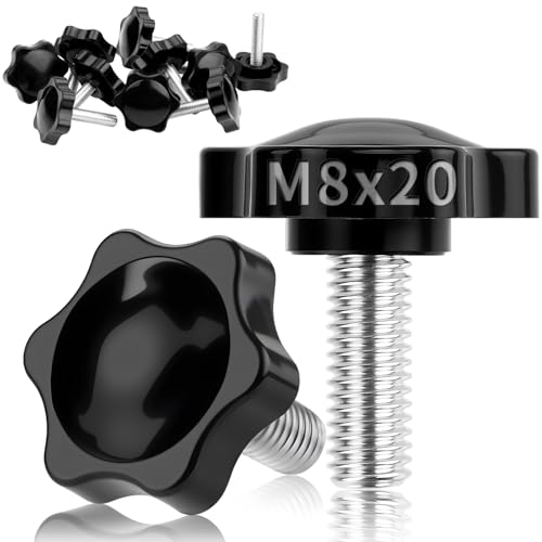 TXXATX Rändelschraube M8x20 mm Flügelschrauben 12 Stück Sterngriffschraube M8 Sterngriffmutter mit Griff Sternschraube Sternkopfschraube Klemmknopf für Werkzeugmaschine Anziehen Geräte Instrument von TXXATX