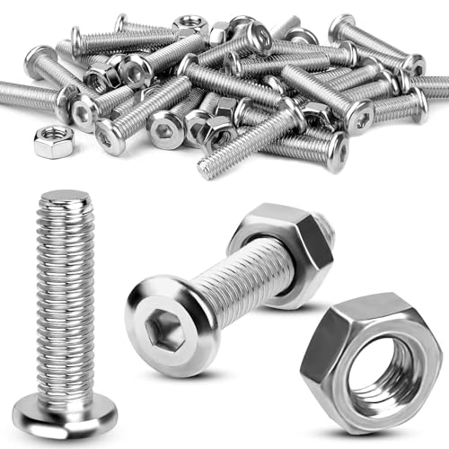 TXXATX Schrauben M6x30 Innensechskantschrauben und Muttern Set 35 Sätze Flachkopfschrauben Edelstahlschrauben Vollgewinde Linsenkopfschrauben M6 Schrauben mit Muttern für Reparaturen DIY-Projekte von TXXATX