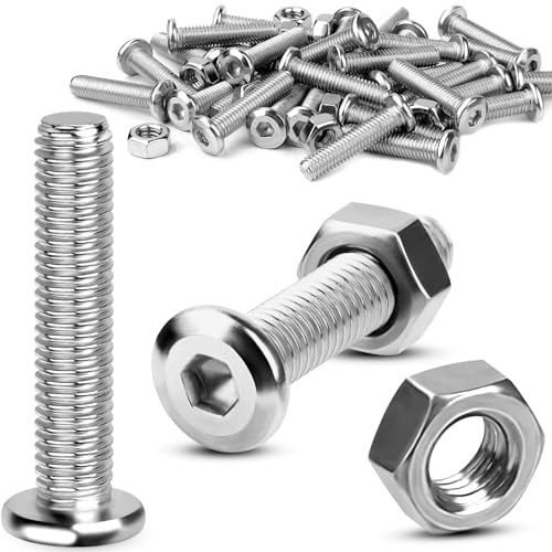 TXXATX Schrauben M6x50 Flachkopfschrauben 25 Sätze Innensechskantschrauben und Muttern Set Edelstahlschrauben M6 Vollgewinde Schrauben mit Muttern Linsenkopfschrauben für DIY-Projekte Möbelreparatur TXXATX Schrauben M6x50 Flachkopfschrauben 25 Sätze Innensechskantschrauben und Muttern Set Edelstahlschrauben M6 Vollgewinde Schrauben mit Muttern Linsenkopfschrauben für DIY-Projekte Möbelreparatur von TXXATX