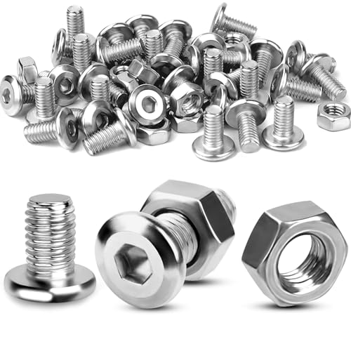 TXXATX Schrauben M8x20 Innensechskantschrauben und Muttern Set Linsenkopfschrauben M8 Edelstahlschrauben Vollgewinde Schrauben mit Muttern 20 Sätze Flachkopfschrauben für DIY-Projekte Reparaturen von TXXATX