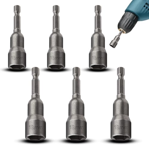 TXXATX Sechskant Stecknüsse 13mm Magnet Sechskant Bit Set Stecknuss Nuss Adapter 1/4 Zoll Stecknuss Adapter Set Steckschlüsseleinsatz für Akkuschrauber Steckschlüssel von TXXATX